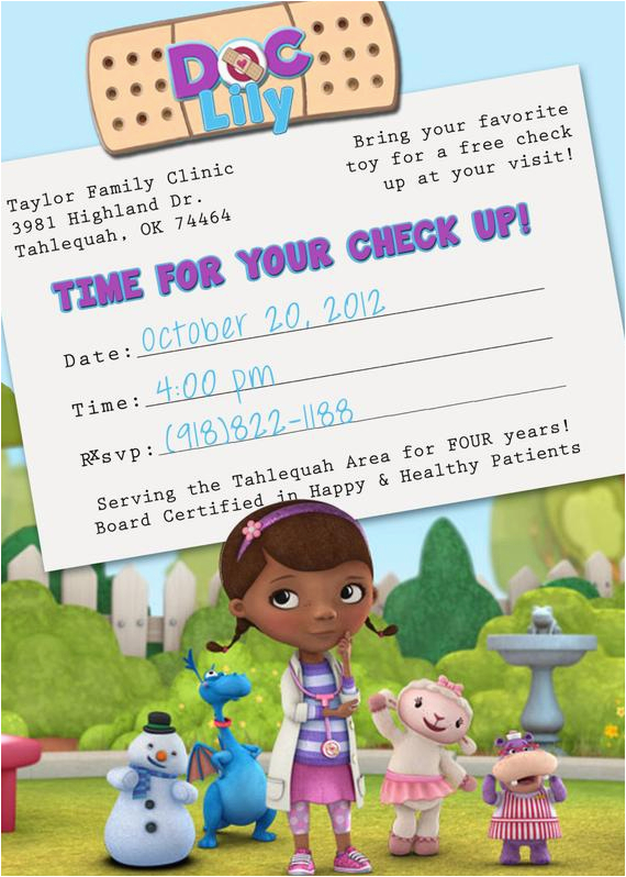 doc mcstuffins appointment card birthday