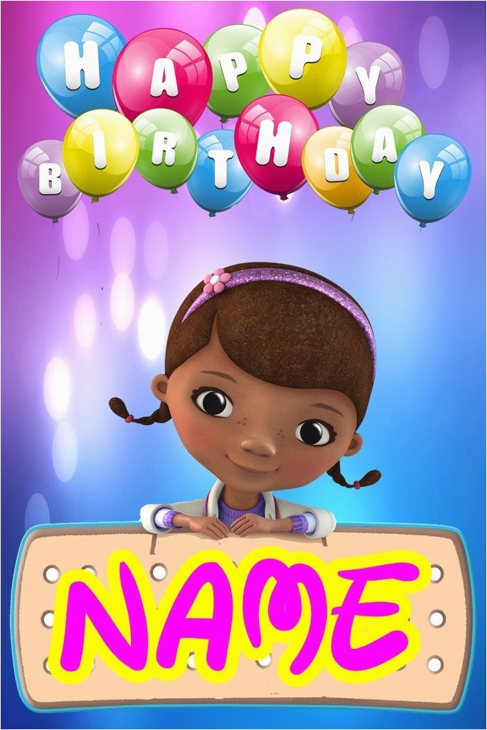 personalised name disney doc mcstuffins a5 happy birthday card 4430 p