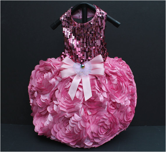 ombre pink sequin 3d flower birthday party dress p 142