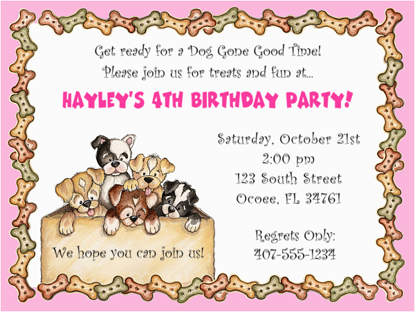 dog themed birthday party invitations