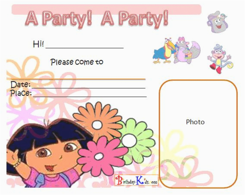 free printable birthday party invitation dora