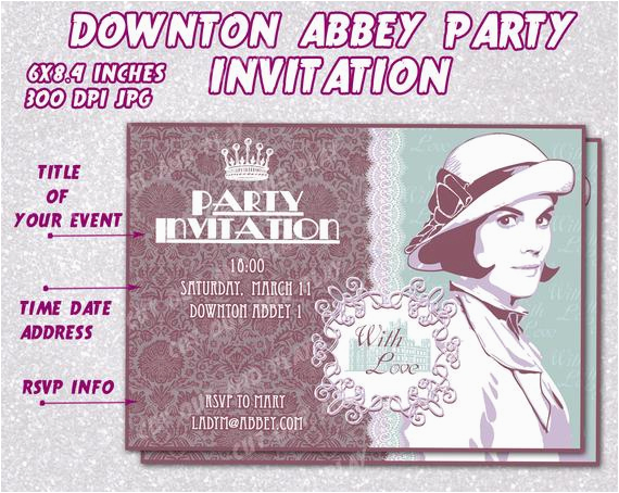 items similar to downton abbey party invitation card