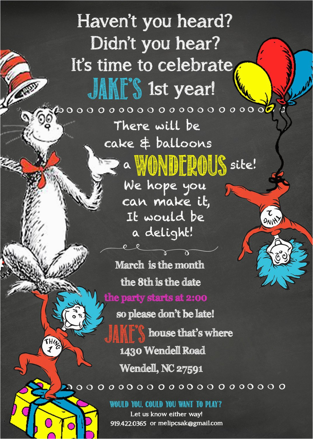 25 5x7 dr seuss 1st birthday chalkboard by paperielanedesigns