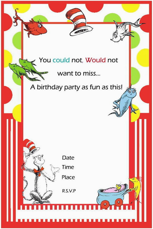 free printable dr seuss first birthday invitations