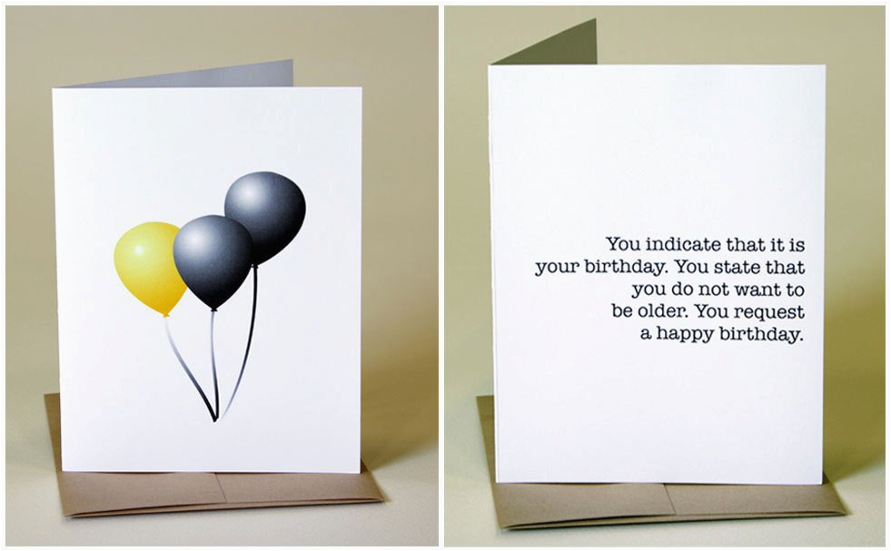 Dry Humor Birthday Cards Funny Birthday Card Dry Humor Minimalist You by