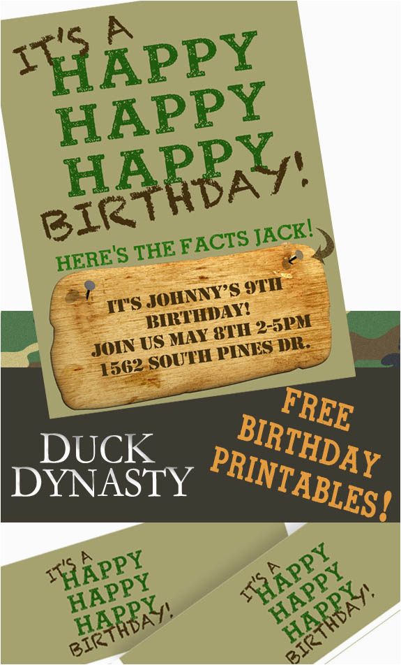 duck dynasty birthday party printables clumsy crafter