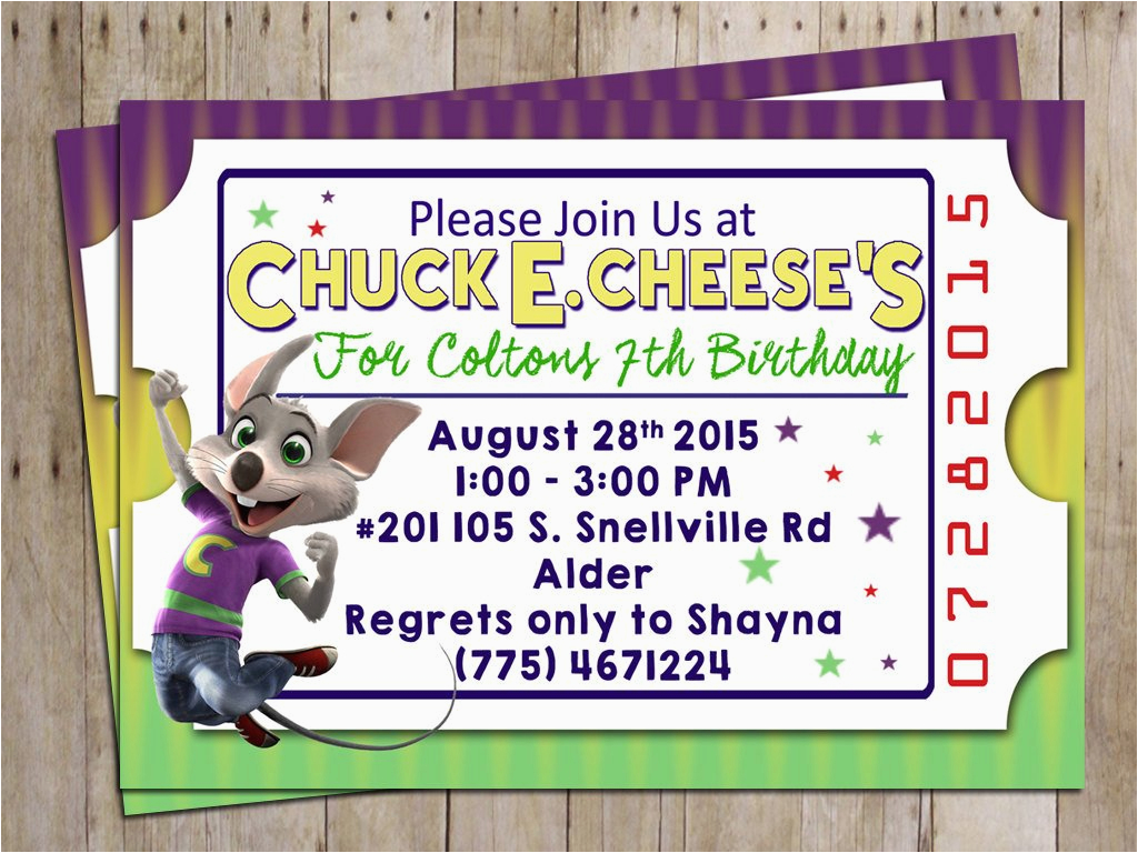 chuck e cheese birthday party invitation