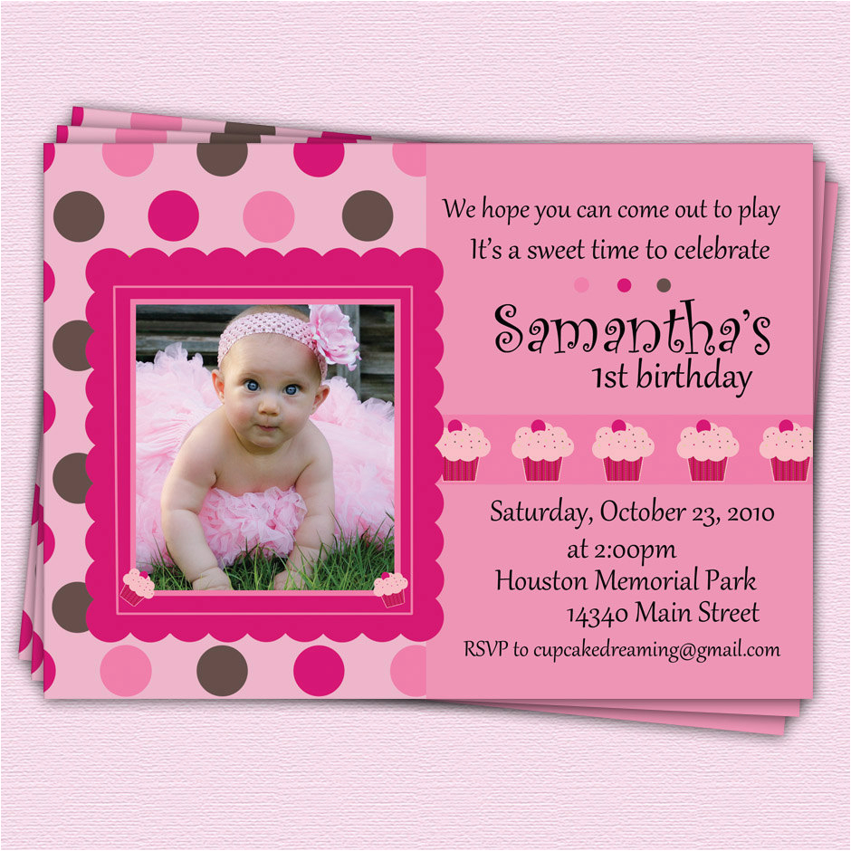 first birthday party invitations girl