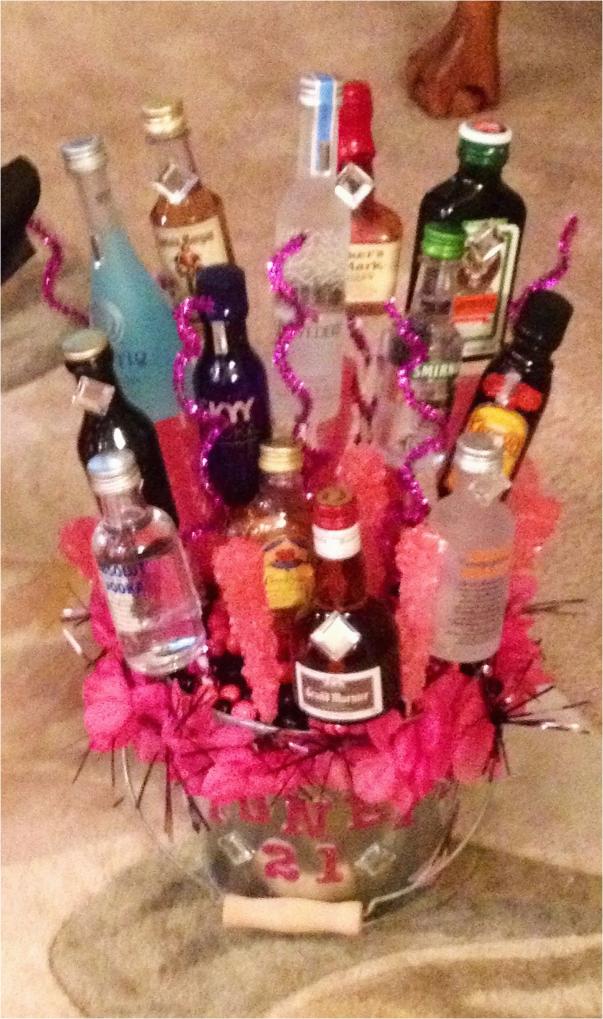made an edible alcohol basket for my dear friend for her