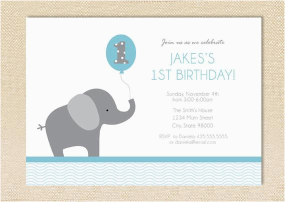 elephant birthday invitation set of 12