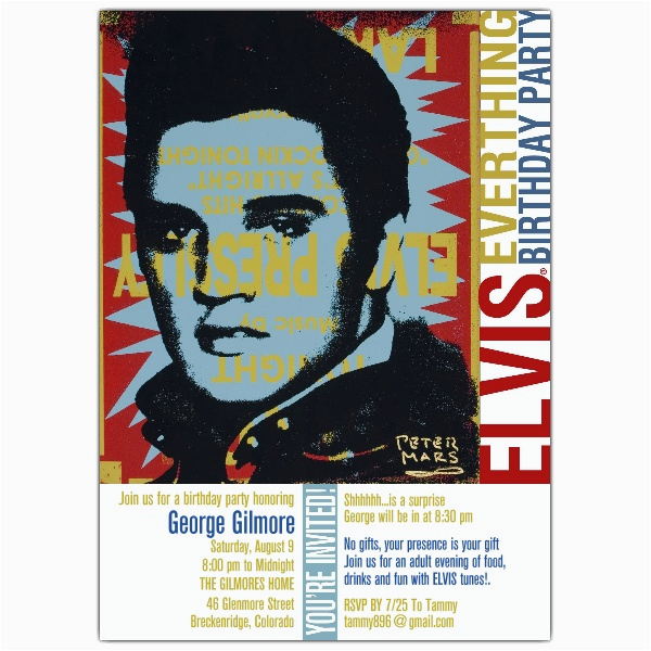 elvis everything birthday party invitations paperstyle
