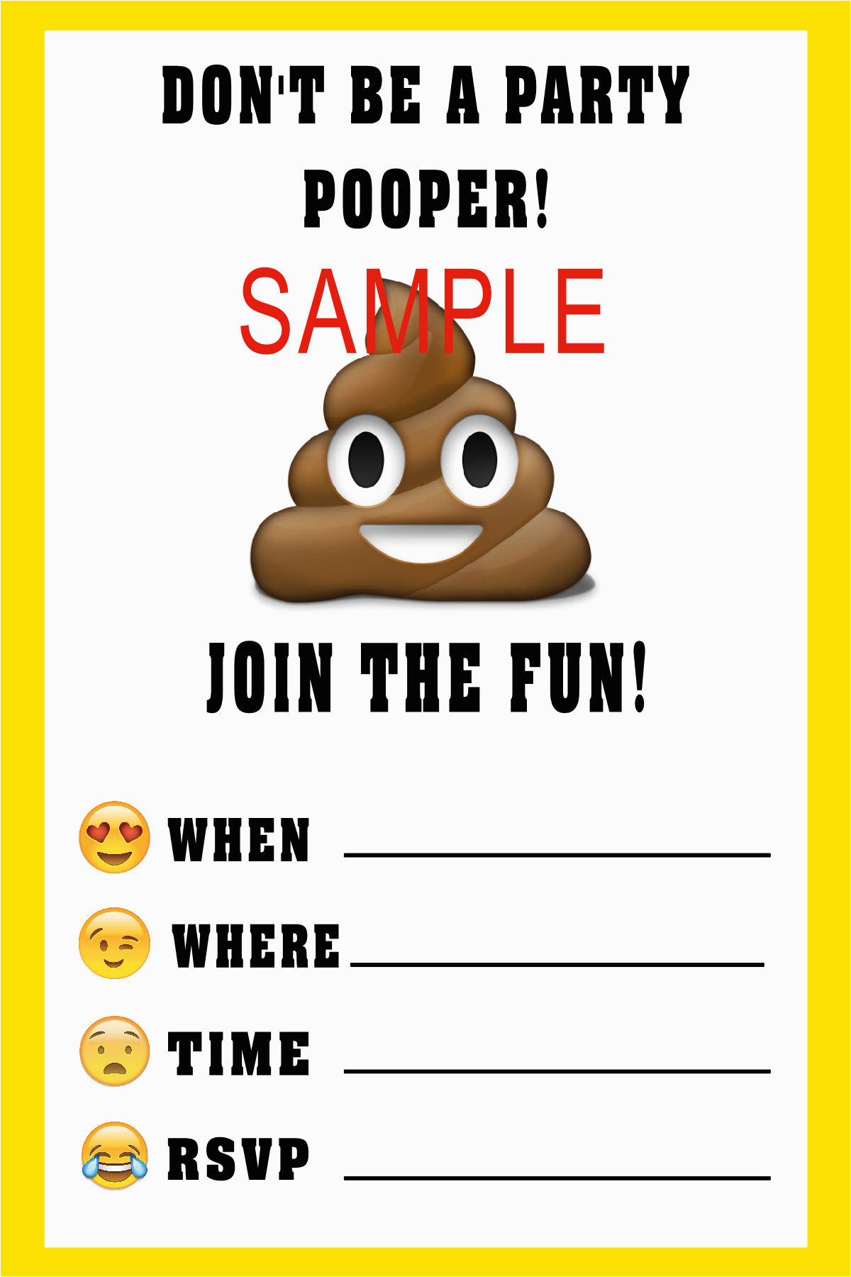 poop emoji birthday invitations