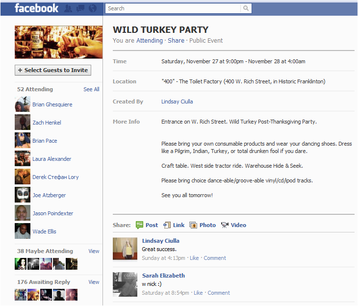 facebook party invite