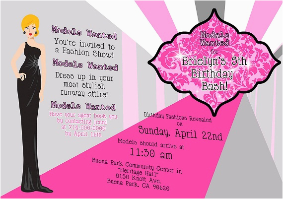 fashion show birthday party invitations ideas