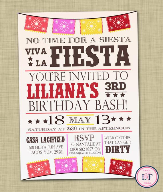 fiesta birthday invitation girl birthday