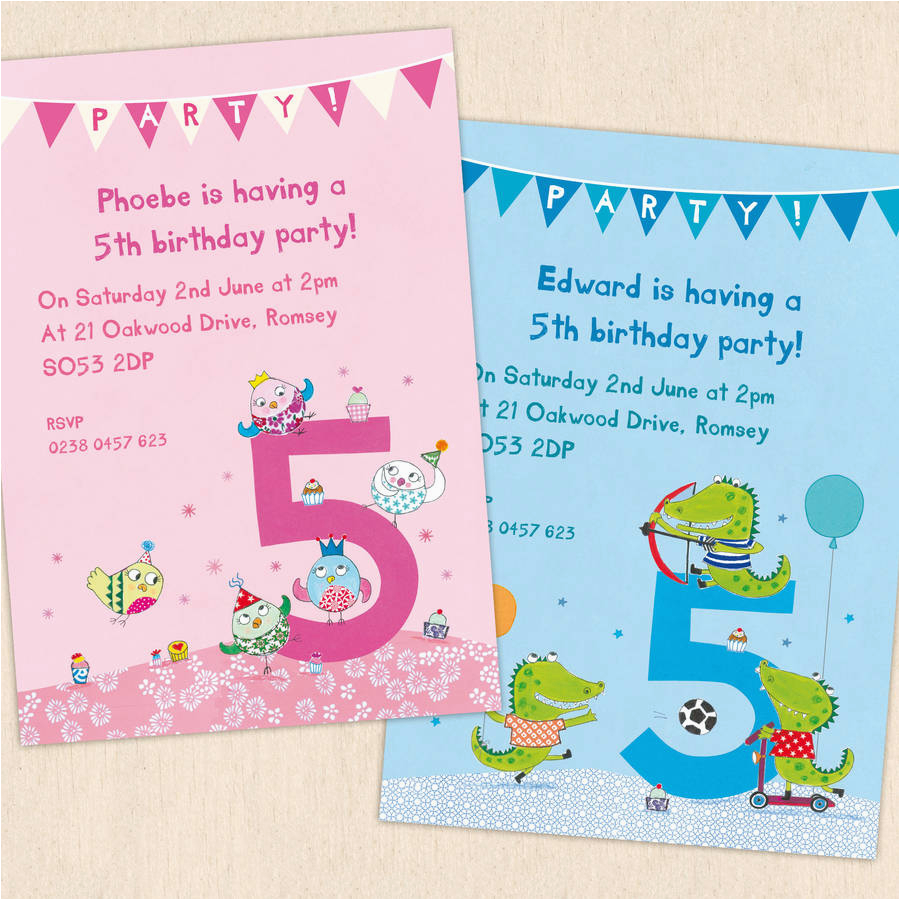 personalised fifth birthday party invitations