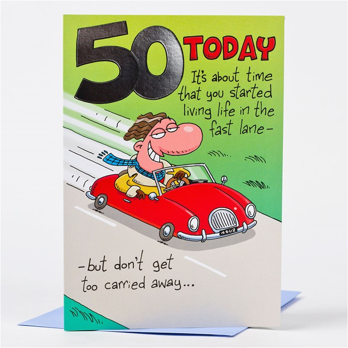 50th birthday card red convertible only 59p