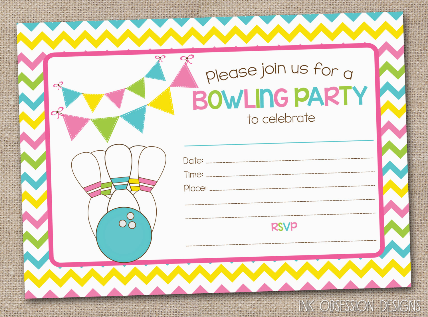Printable Bowling Party Invitations