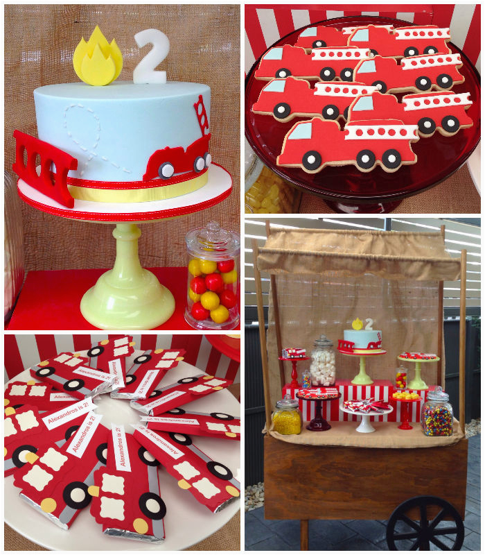 vintage fire truck themed birthday party