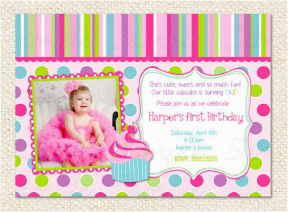 cupcake first birthday invitations