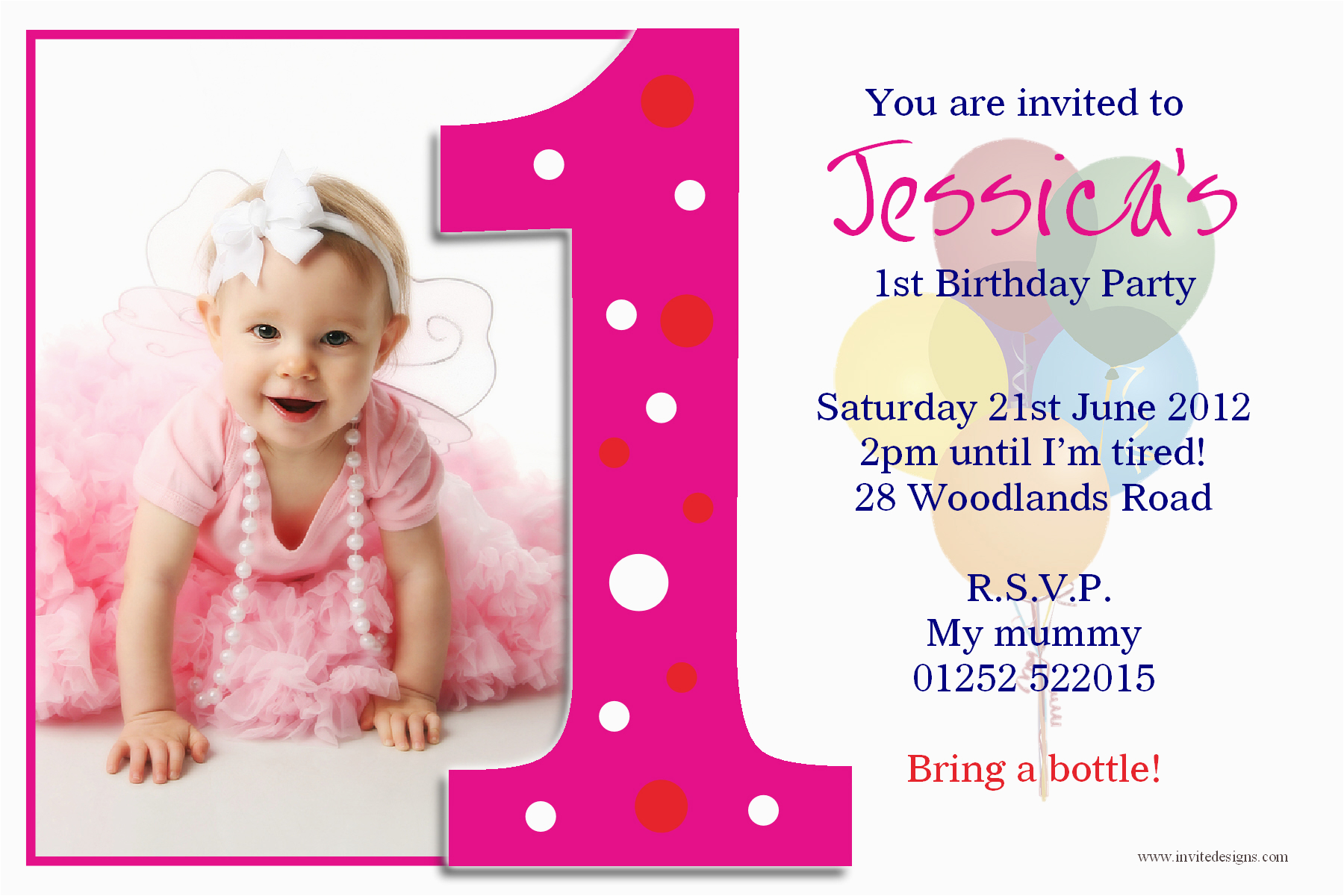 1st birthday invitations girl free template baby girl 39 s