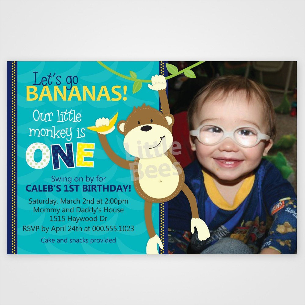 monkey first birthday invitation