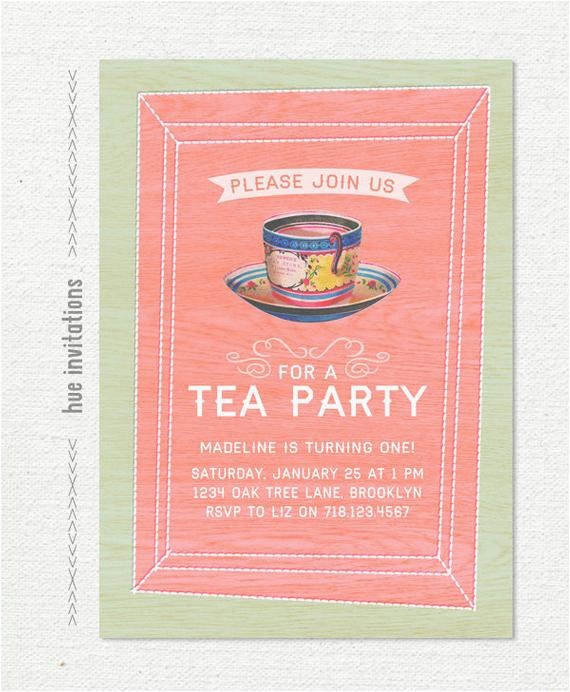 tea party first birthday invitation