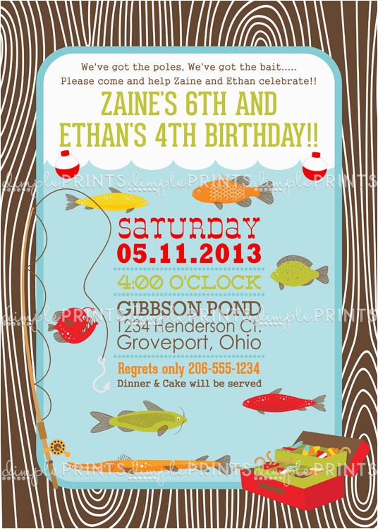 fishing printable birthday party invitation