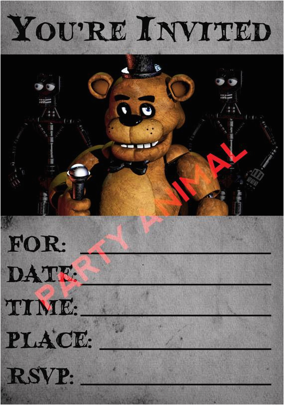 five nights at freddy 39 s party invitation instant download