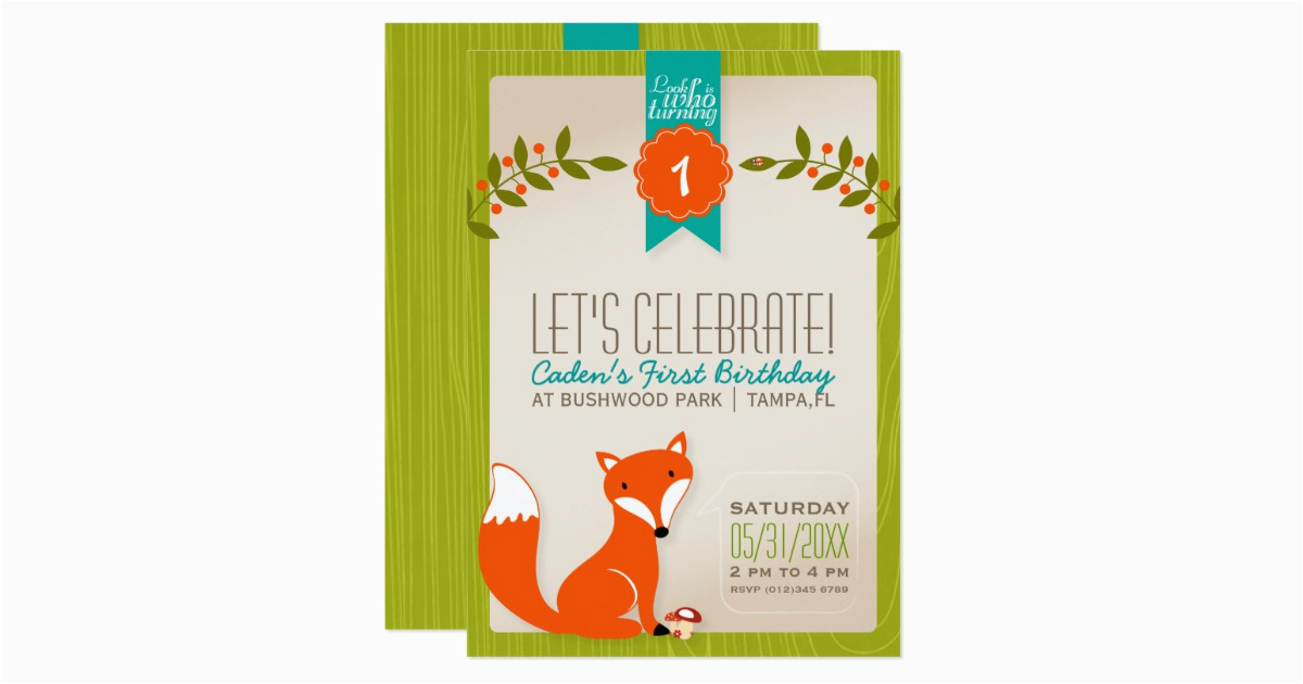 woodland fox birthday invitation 161802860409661846