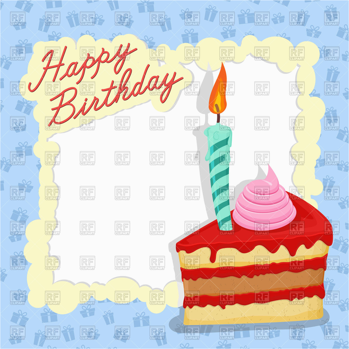 template for happy birthday card with place for text