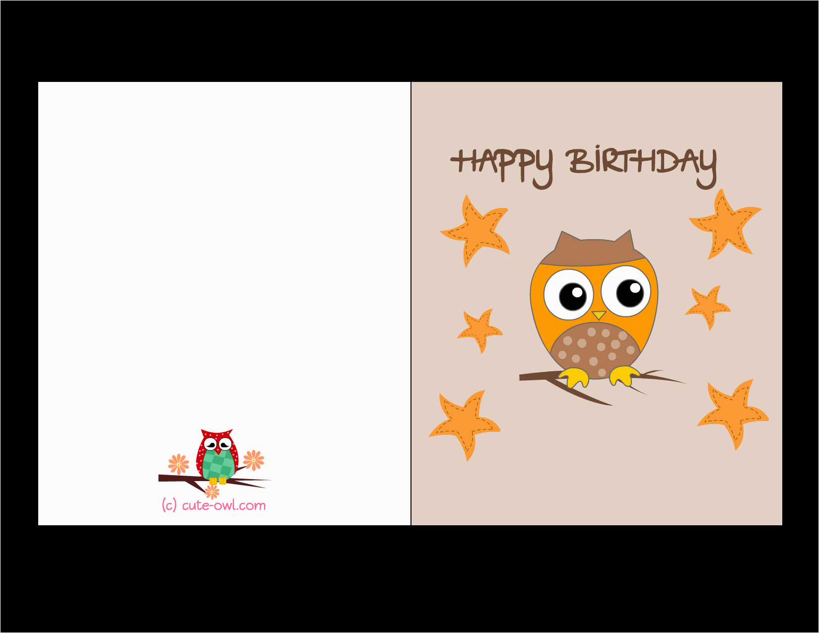 free printable cute owl birthday cards