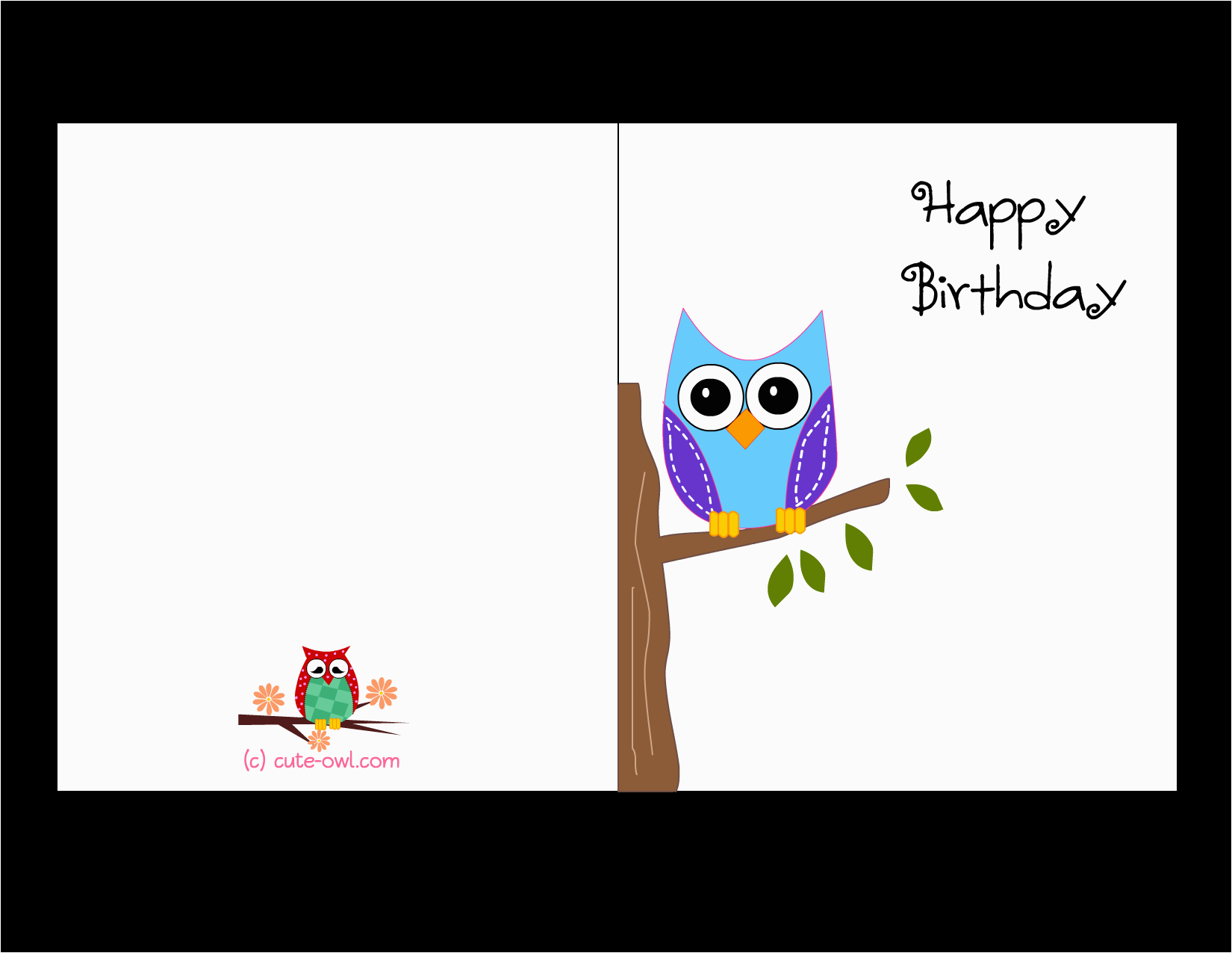 free printable cute owl birthday cards