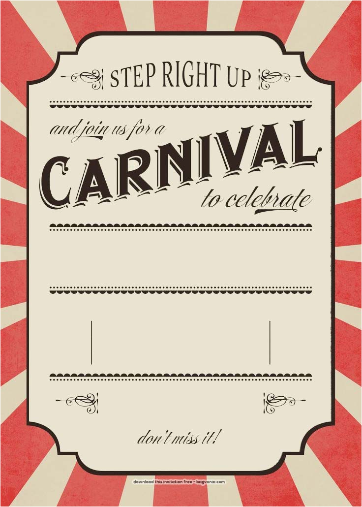 free carnival birthday invitations