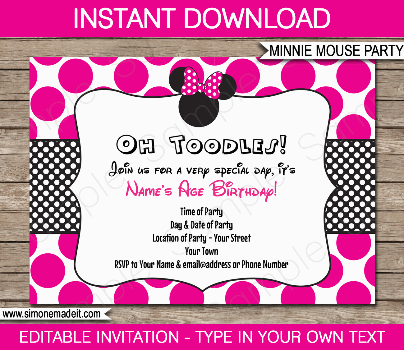minnie mouse party invitations birthday