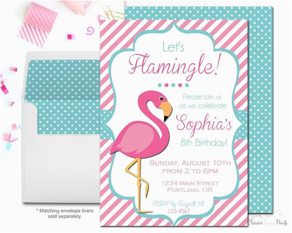 flamingo birthday invitation free card included 5