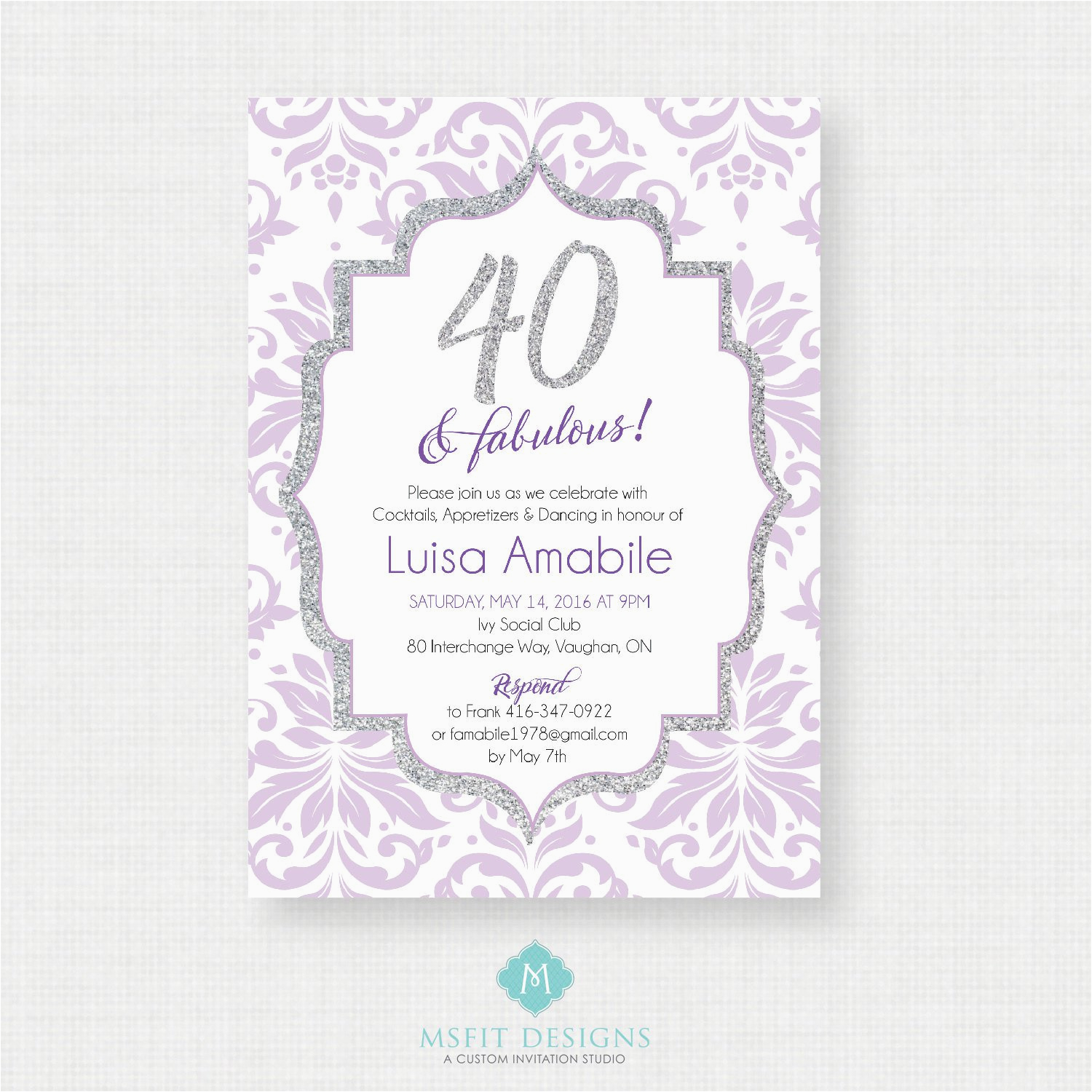 40th birthday invitations female
