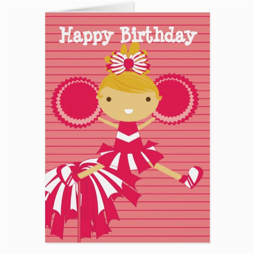 cheerleader in red personalized birthday cards 137888889835780965