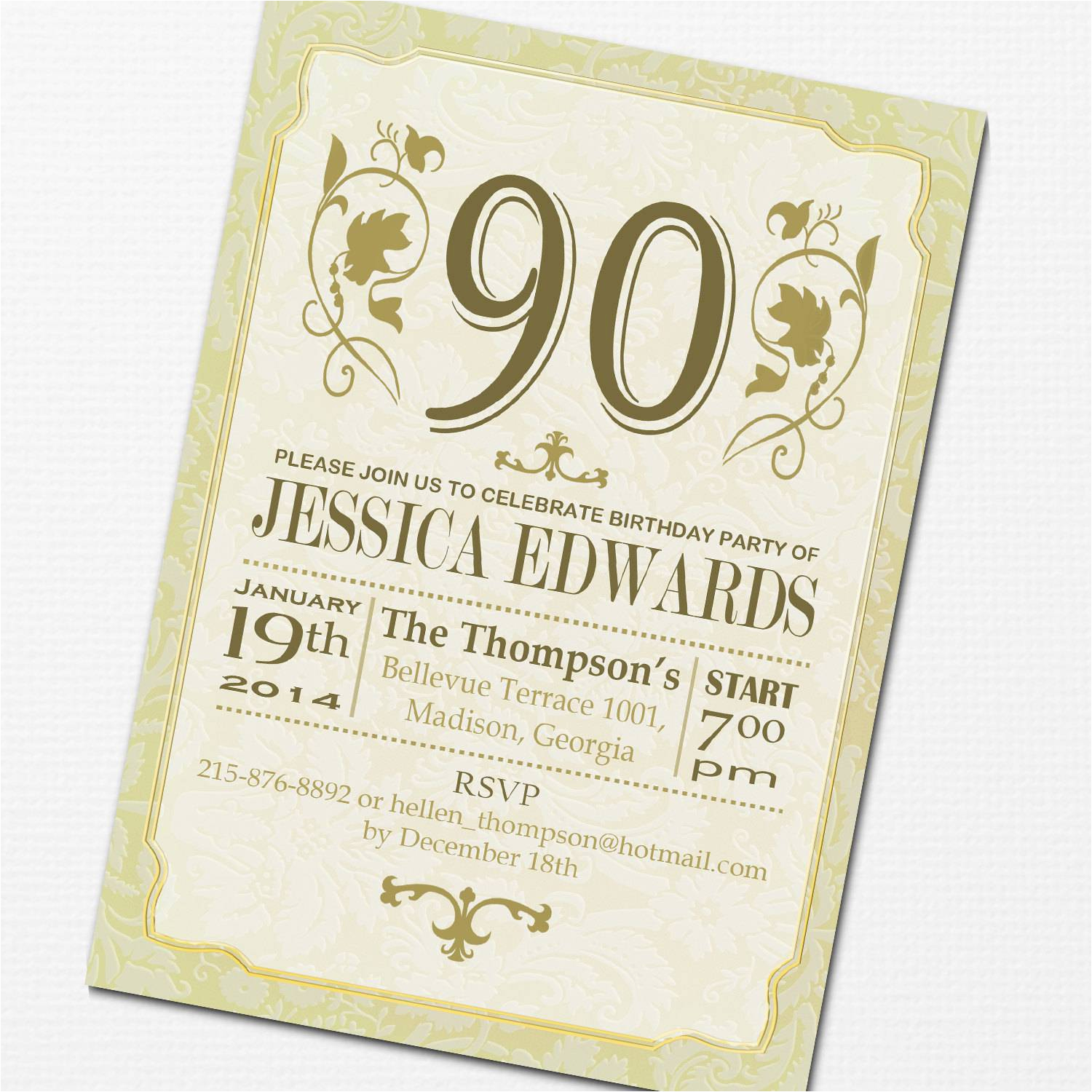 90th Birthday Invitations Templates Free