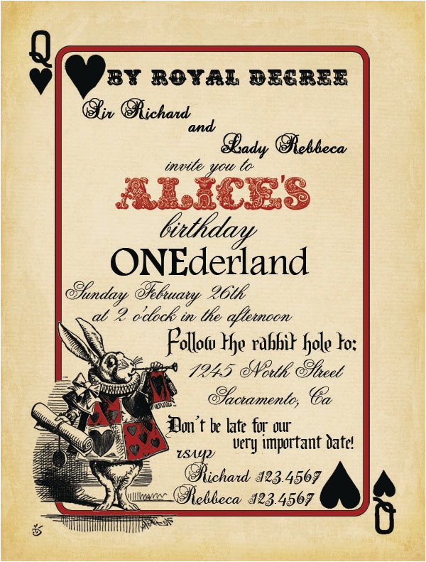 free printable alice in wonderland birthday invitations