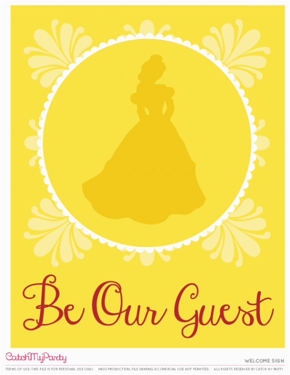 free beauty and the beast printables disney birthday party