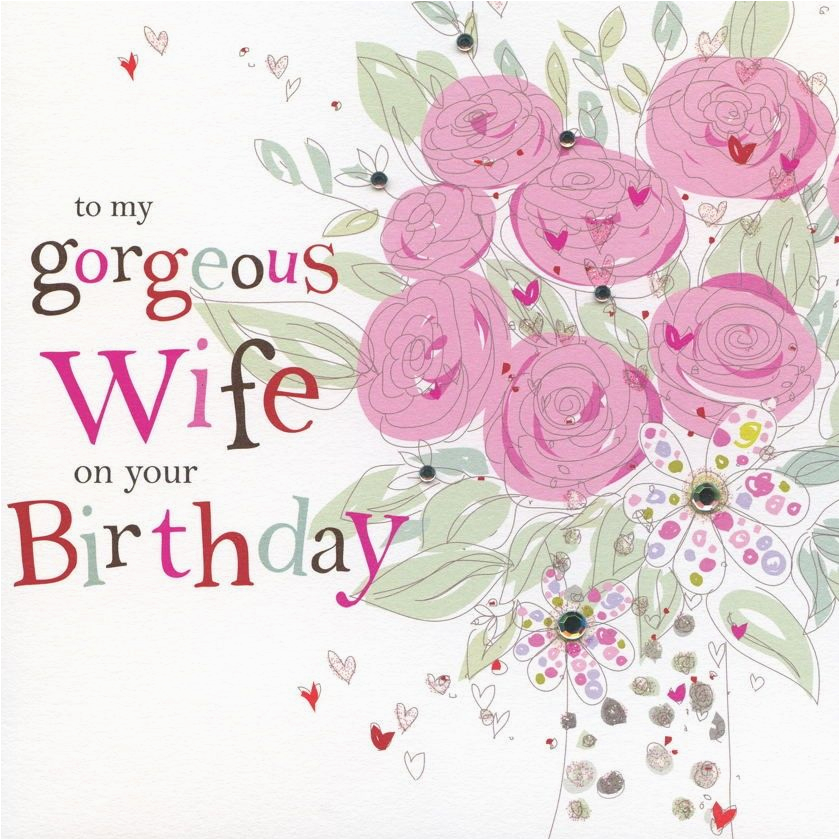 hand finished wife birthday card karenza paperie