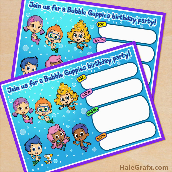 free printable bubble guppies movie birthday invitation