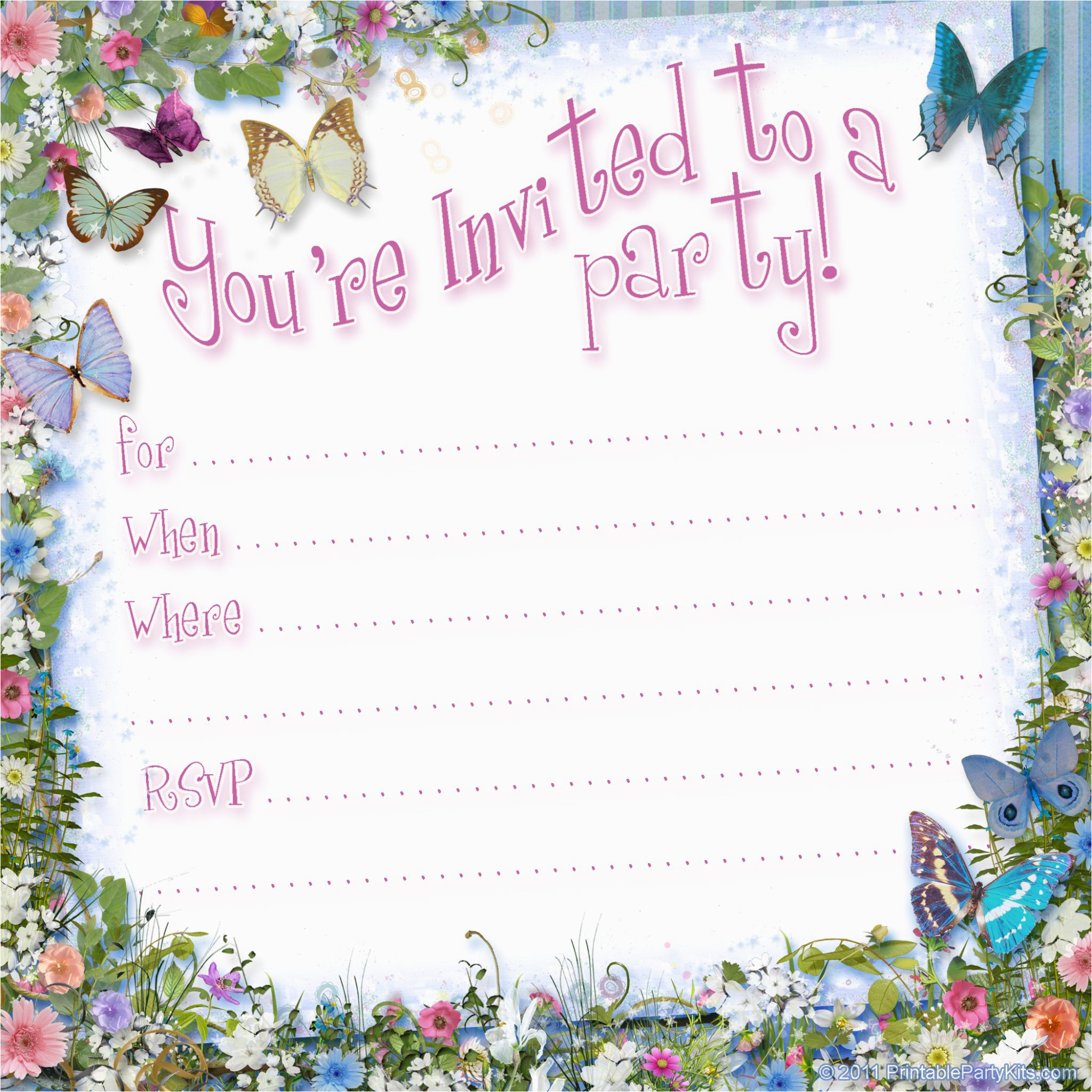 free printable butterfly party invitation template