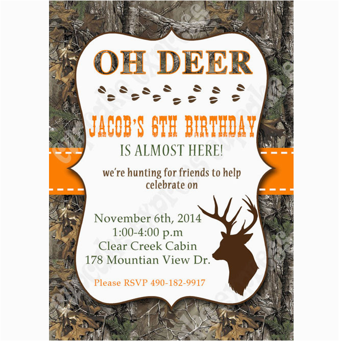 camo boy printable invitation hunting realtree diy