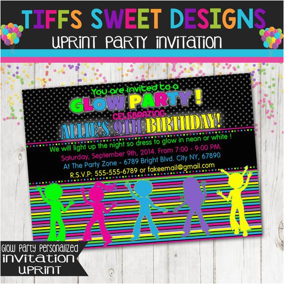 Free Printable Glow In the Dark Birthday Party Invitations Glow In the Dark Party Dance Party Invitation Invite