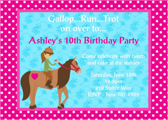 4 fancy free printable horse birthday party invitations
