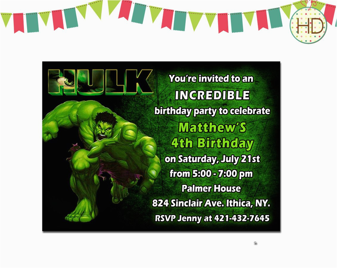 Free Printable Hulk Birthday Invitations Hulk Invitation Hulk Birthday Invitation Hulk by Hdinvitations