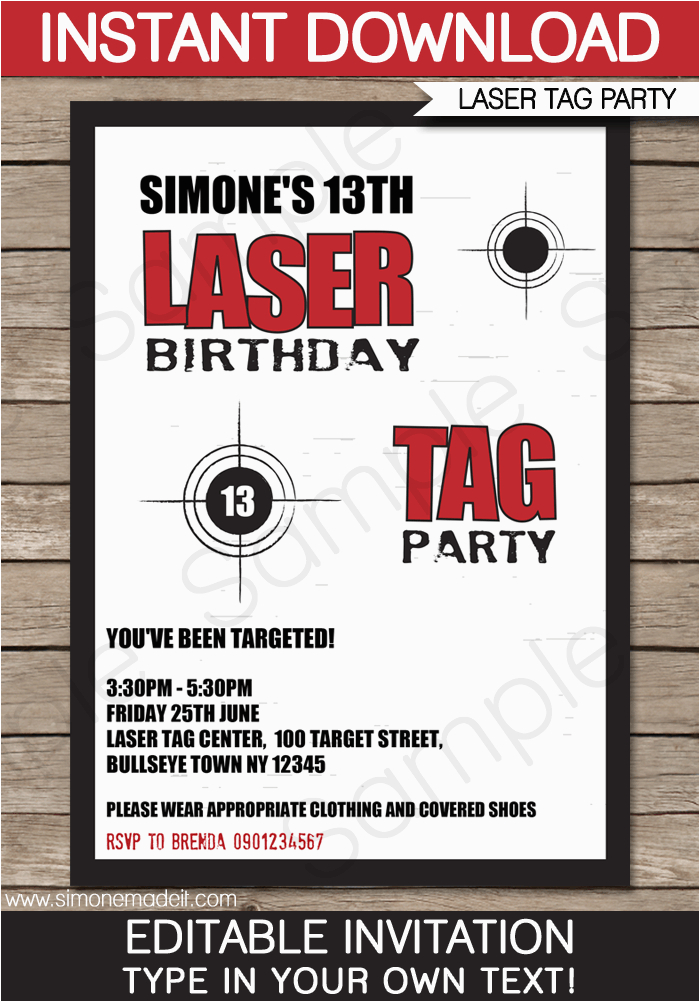 laser tag party invitations template