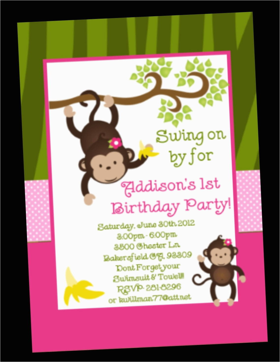 monkey birthday invitation twins or